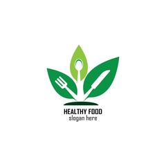 Healthy Food Logo Design Template icon illustration
