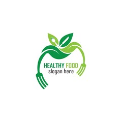 Healthy Food Logo Design Template icon illustration
