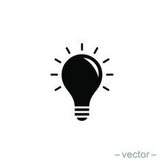 Bulb light vector icon. Lighting Electric lamp illustration symbol. Idea sign or logo.