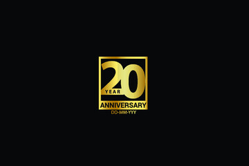 20 years anniversary celebration logotype. anniversary logo with golden and Spark light white color isolated on black background, vector design for celebration, invitation and greeting card-Vector