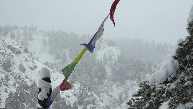 Religious Tibetan Buddhist Prayer Flags.