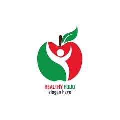 Healthy Food Logo Design Template icon illustration
