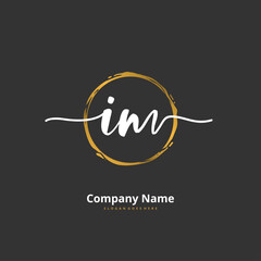 I M IM Initial handwriting and signature logo design with circle. Beautiful design handwritten logo for fashion, team, wedding, luxury logo.