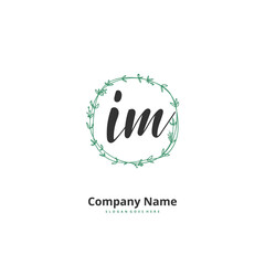 I M IM Initial handwriting and signature logo design with circle. Beautiful design handwritten logo for fashion, team, wedding, luxury logo.
