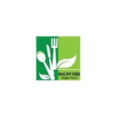 Healthy Food Logo Design Template icon illustration
