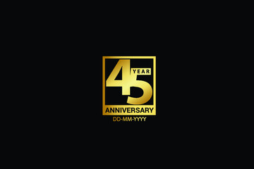 45 years anniversary celebration logotype. anniversary logo with golden and Spark light white color isolated on black background, vector design for celebration, invitation and greeting card-Vector