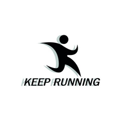 Keep Running Man Silhouette Logo Designs, Marathon logo template, running club or sports club