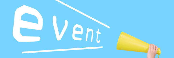 event with megaphone and children's hand....