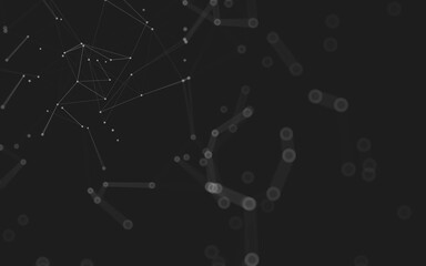 Abstract background. Molecules technology with polygonal shapes, connecting dots and lines. Connection structure. Big data visualization.