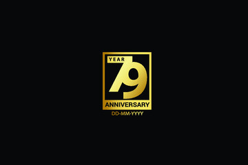 79 years anniversary celebration logotype. anniversary logo with golden and Spark light white color isolated on black background, vector design for celebration, invitation and greeting card-Vector