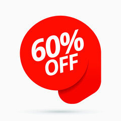 Sale of special offers. Discount with the price is 60. An ad with a red tag for an advertising campaign at retail on the day of purchase. vector illustration. EPS 10