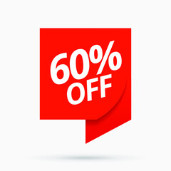Sale of special offers. Discount with the price is 60. An ad with a red tag for an advertising campaign at retail on the day of purchase. vector illustration. EPS 10
