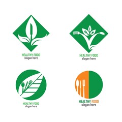 Healthy Food Logo Design Template icon illustration
