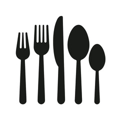 Cutlery silhouettes. Spoon, knife, forks. Ready to use vector elements