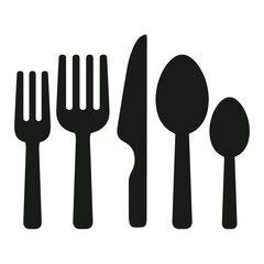Cutlery silhouettes. Spoon, knife, forks. Ready to use vector elements