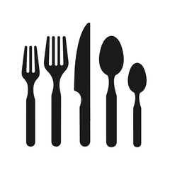 Cutlery silhouettes. Spoon, knife, forks. Ready to use vector elements