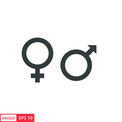 Gender. Man and Woman icon template color editable. Male and Female symbol vector sign isolated on white background illustration for graphic and web design.