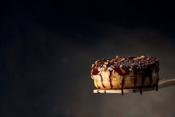 doughnut with melted chocolate