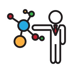 Businessman with molecular structure