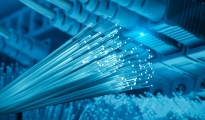 abstract background of fiber optic network cables