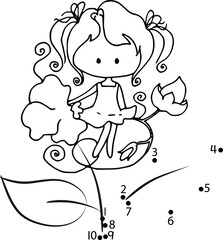 cartoon girl join to the dots 1 to 10