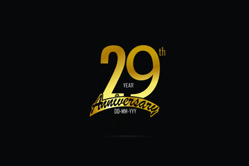 29 year anniversary celebration logotype. anniversary logo with golden color isolated on black background - Vector