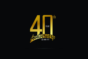 40 year anniversary celebration logotype. anniversary logo with golden color isolated on black background - Vector