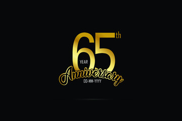 Obraz premium 65 year anniversary celebration logotype. anniversary logo with golden color isolated on black background - Vector