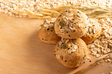 Whole Wheat Honey Oat Bread on wooden