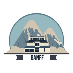A banff springs hotel illustration. - obrazy, fototapety, plakaty