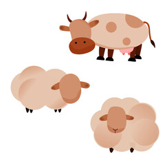 illustration vector graphic of sheep and cow, Perfect for use by graphic designers in design and for the celebration of Eid al-Adha Islamic Day
