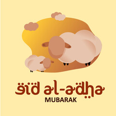 Eid al-Adha flyer with sheep illustration, Perfect for Eid al-Adha celebrations