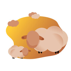 illustration vector graphic of adult sheep and small sheep, Perfect for use by graphic designers in design and for the celebration of Eid al-Adha Islamic Day