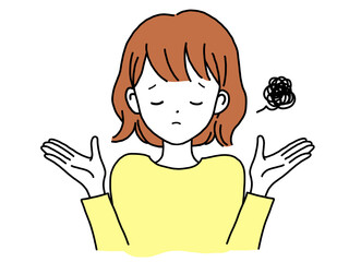 両手を広げて困る若い女性