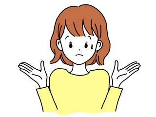 両手を広げて困る若い女性