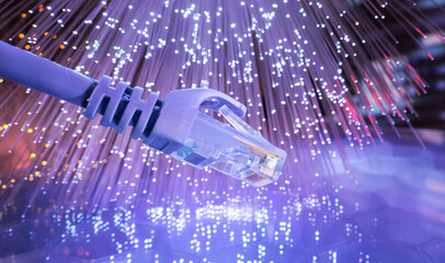 network cables with fiber optical background