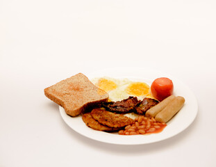 Delicious breakfast shot isolated against a white background. 