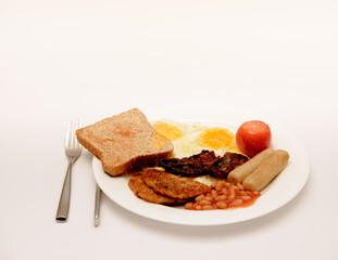 Delicious breakfast shot isolated against a white background. 