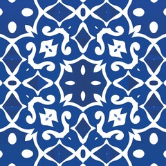 Ethnic ceramic tile in portuguese azulejo.