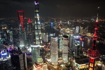 SHANGHAI 上海 夜景 空撮