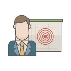 businessman and dartboard