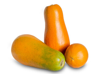 Ripe papaya isolate on white background.