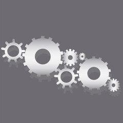 Background with gears. 3d vector technology, engine spare parts. Industrial design concept. Vector image.