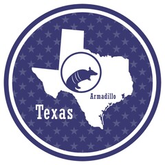 texas state map with armadillo