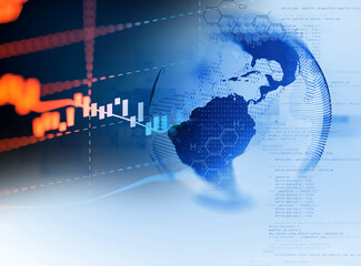 stock market investment graph on financial numbers abstract background.3d illustration
