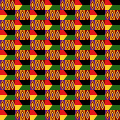 Kente Cloth Seamless Pattern - African Kente cloth repeating pattern design