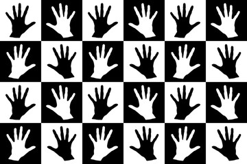 Seamless pattern with palm prints. Symbol of racial and national equality, friendship, happy childhood, world peace, unity of peoples and globalization