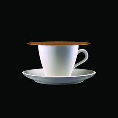 Cup of tea with lead on black background