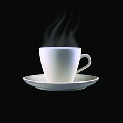 Cup of tea with Milk on black background