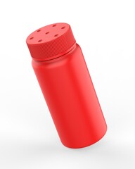 Blank cosmetic talc powder plastic container bottle with Sifter Cap packaging, 3d render illustration.